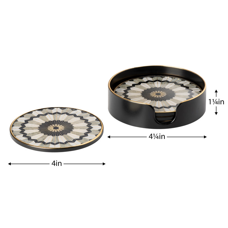 Ensemble de 4 sous-verres ronds à bordure dorée