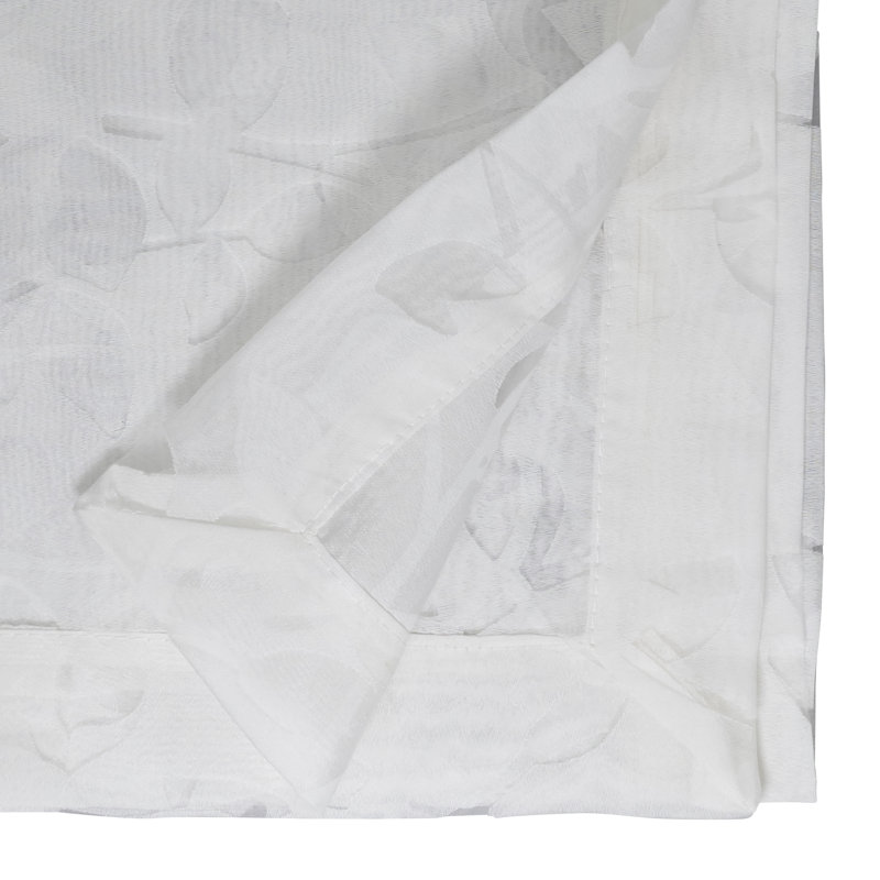 White Floral Polyester Sheer Table Runner, 16" x 72"