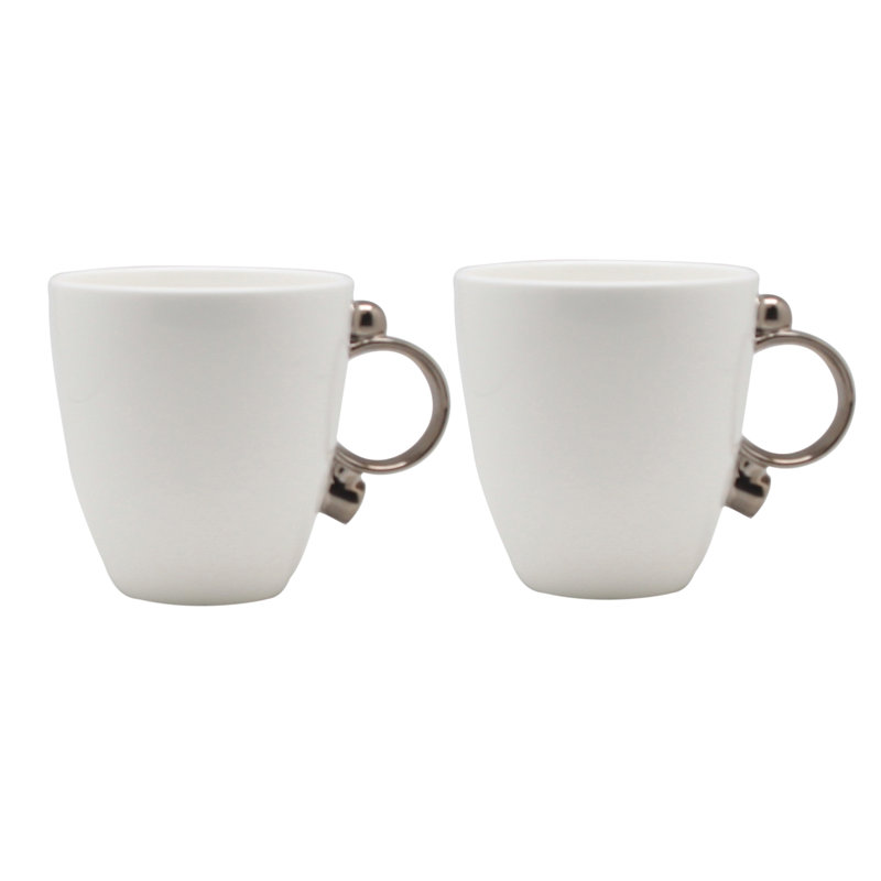 Geometrica Silver Rim Bone China Coffee Mug