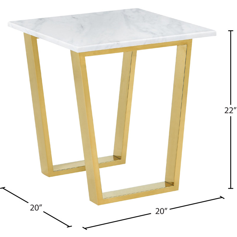 Honeoye Marble Top End Table, Gold