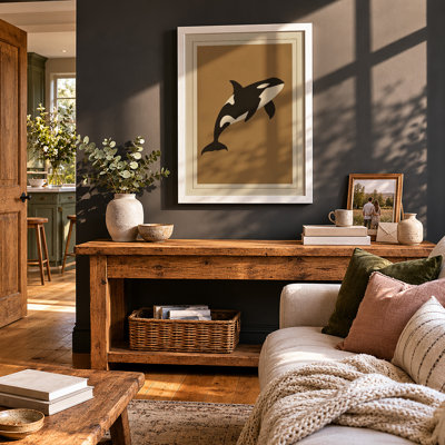 Orca Rising Minimalist - Framed Print