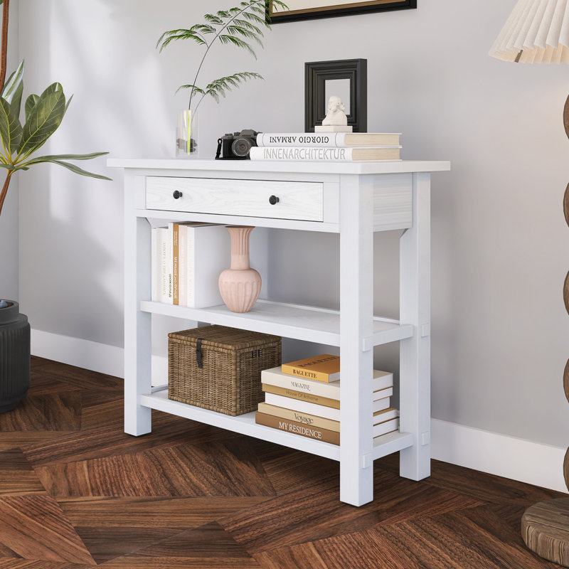 Console rétro avec rangement 36 po, Blanc