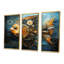 «Yellow Cubist Fish», art mural bleu-234870563-234870565