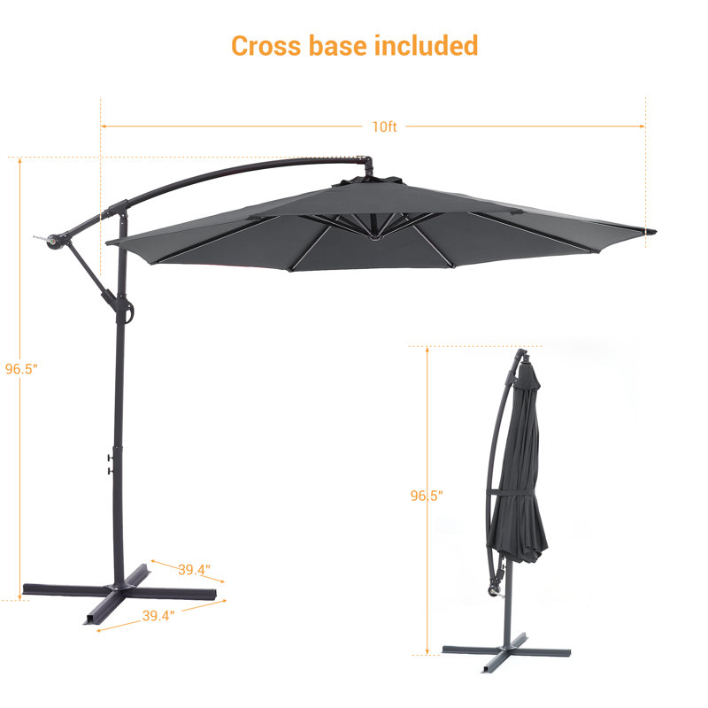 Parasol en porte-à-faux rond 120 "Atanase, Gris foncé