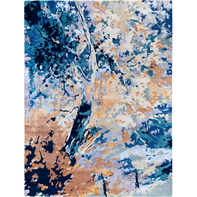 One-of-a-Kind Rectangle 9'2" X 12'2" Area Rug Yellow/Blue/Ivory/Black