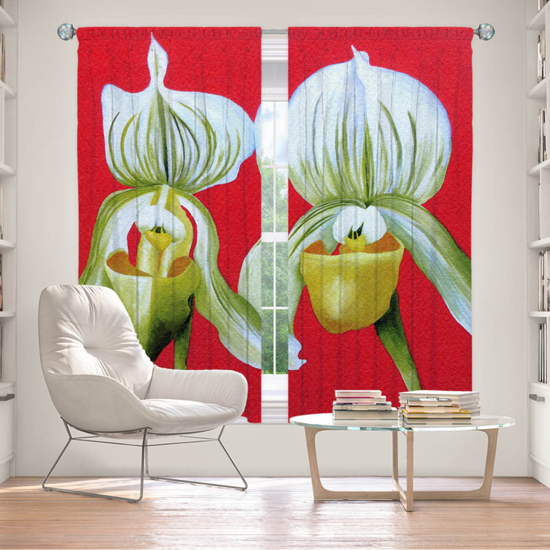 Ensemble de 2 panneaux de rideaux de fenêtre doublés pour orchidées blanches 40 "x 82" Marley Ungaro Gossip Girls