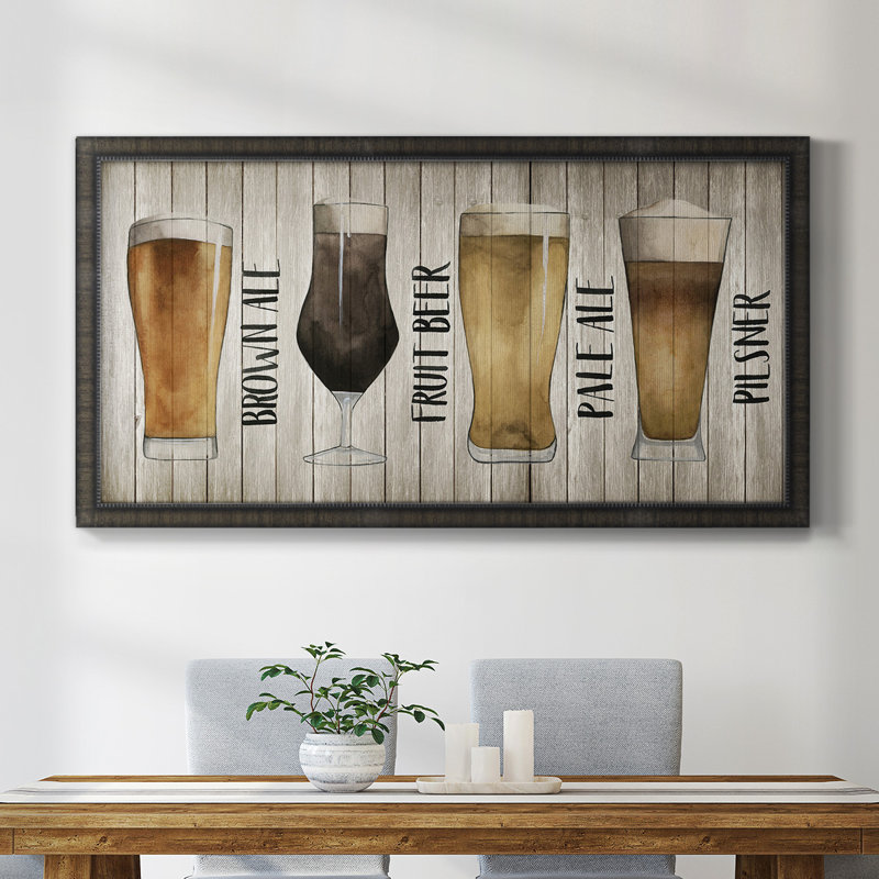 Tableau de bière I, toile encadrée de qualité supérieure - prête à être accrochée, Noir, H 25 po x l 45 po x P 1 po