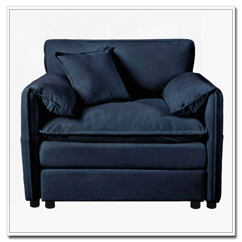 Fauteuil en tissu d'ameublement Chenille, Bleu