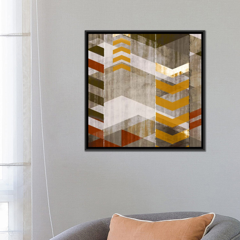 « chevron serenade i », impression sur toile, H 18 po x l 18 po x P 1,5 po, Toile avec cadre noir, Pas de tapis