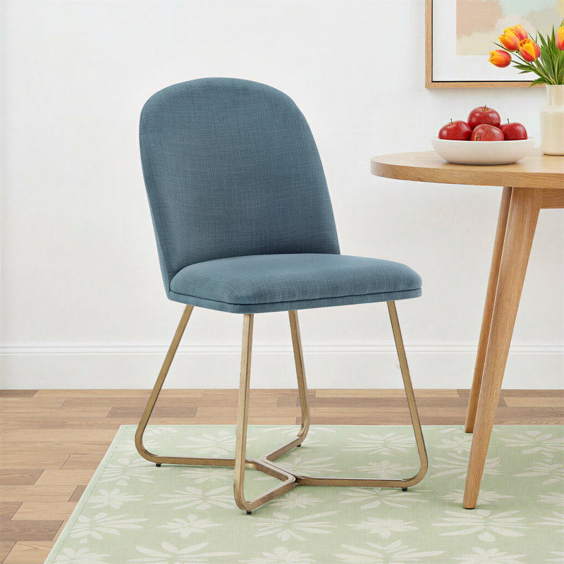 Chaise d'appoint rembourrée en lin Ainhoa, Bleu