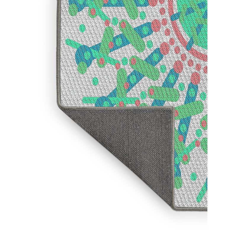 Laine tissée à la main orientale en laine et polyester vert/rouge/gris Tapis décoratif, Rectangle 7 pi x 9 pi