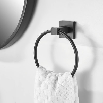 Bathroom Hardware Set 5-Pieces With Towel Bar, Toilet Paper Holder Towel Ring Towel Hook Bath Accessories In Matte Black