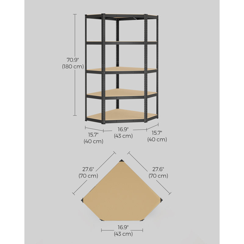 Alandis Metal Height -Adjustable Shelving Unit, Black, 180cm H x 70cm W x 70cm D