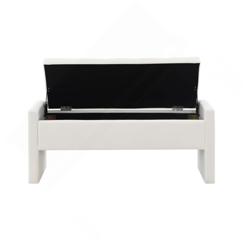 Banc en lin moderne avec rangement pour le salon, la chambre à coucher et le dortoir, Beige