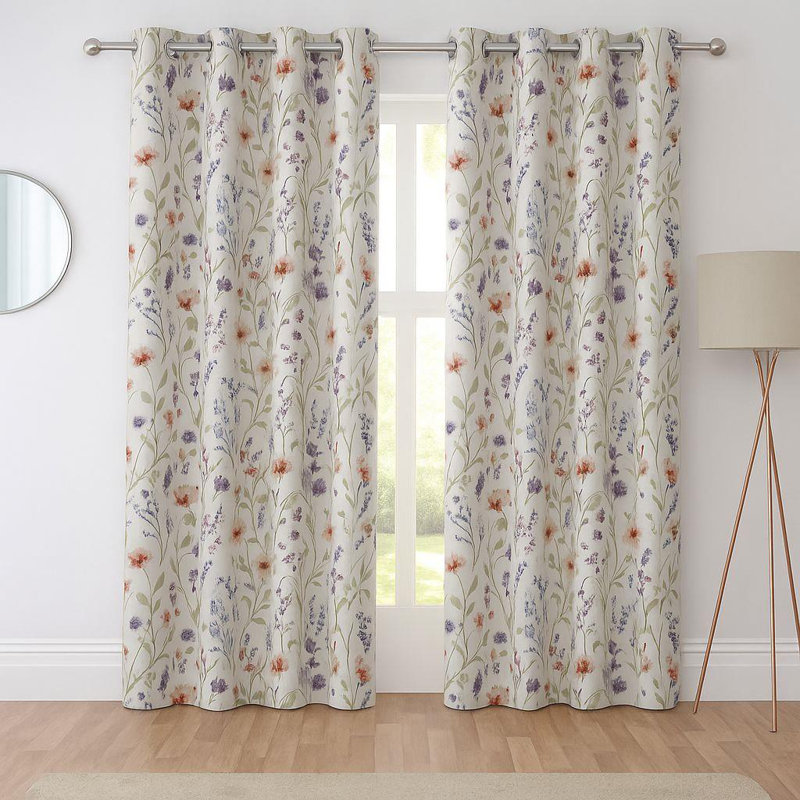 Cotton Blend Room Darkening Curtain Panel Pair, 46cm Width x 54cm Drop