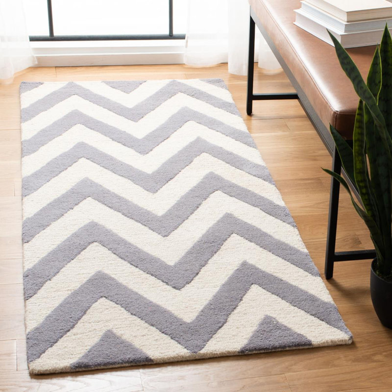 Chevron Wool Hand Woven Area Rug, Runner 76 x 244cm