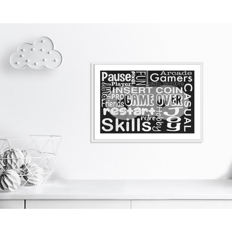 Juvenile Gaming Gaming Love 1, impression sur papier pour enfants, H 25,5 po x l 34,5 po x P 1,19 po, Encadré de boîte blanc