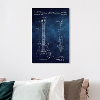 Gibson Les Paul Guitar 1955 Blue Chalkboard' Framed Graphic Art -  Williston Forge, 782B616F9F55401FA5A6A5C7C16C32D6