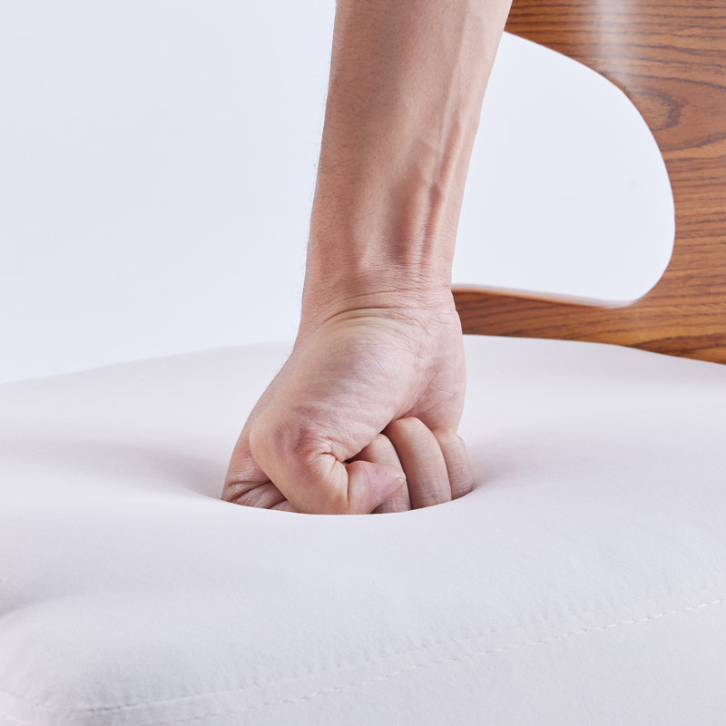 Chaise rembourrée avec structure en bois, Beige, 2