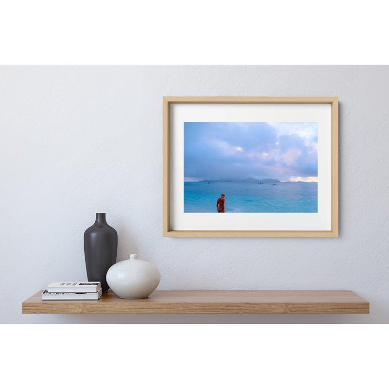 Caribbean Blue Print by Joseph Regan, 26" H x 36" W x 0.75" D, Natural