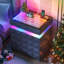 50cm W Bedside Table with 3D Mirror Abyss and Sensor RGB Lighting, 2-Drawer Bedside Table with Hidden Storage And Lockable-1744984564