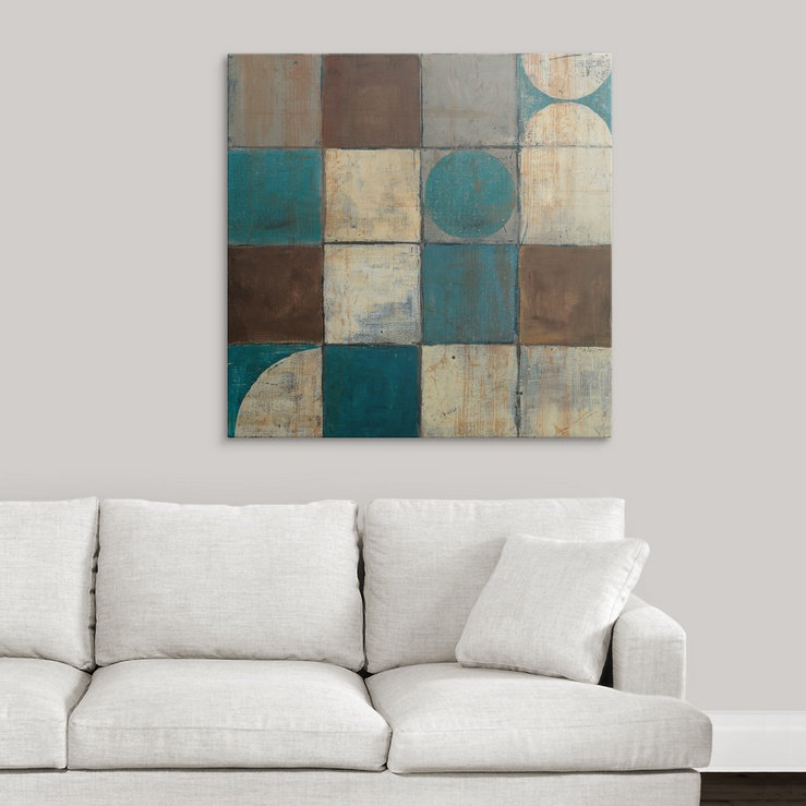 Brittnye «Tango Détail II Blue Brown» par Mike Schick, reproduction d'art, H 35 po x l 35 po x P 1,5 po, Toile