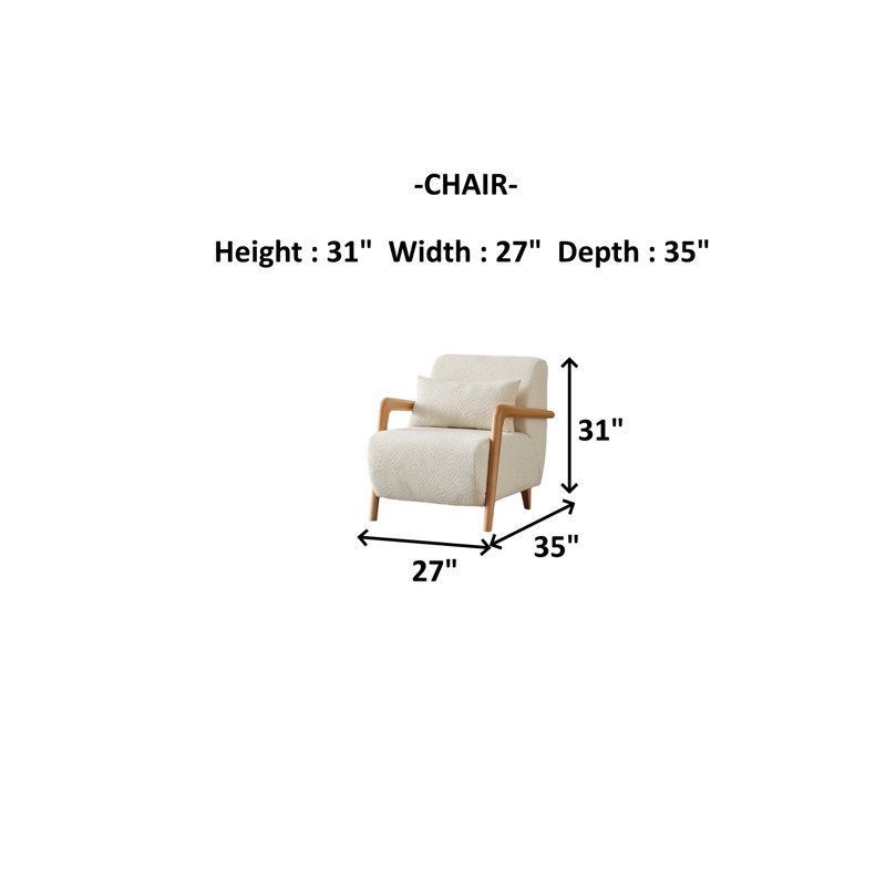 Xinde 3- Piece Living Room Set, Cream