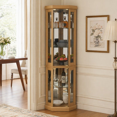 Vitrine de coin lumineuse avec tablettes réglables