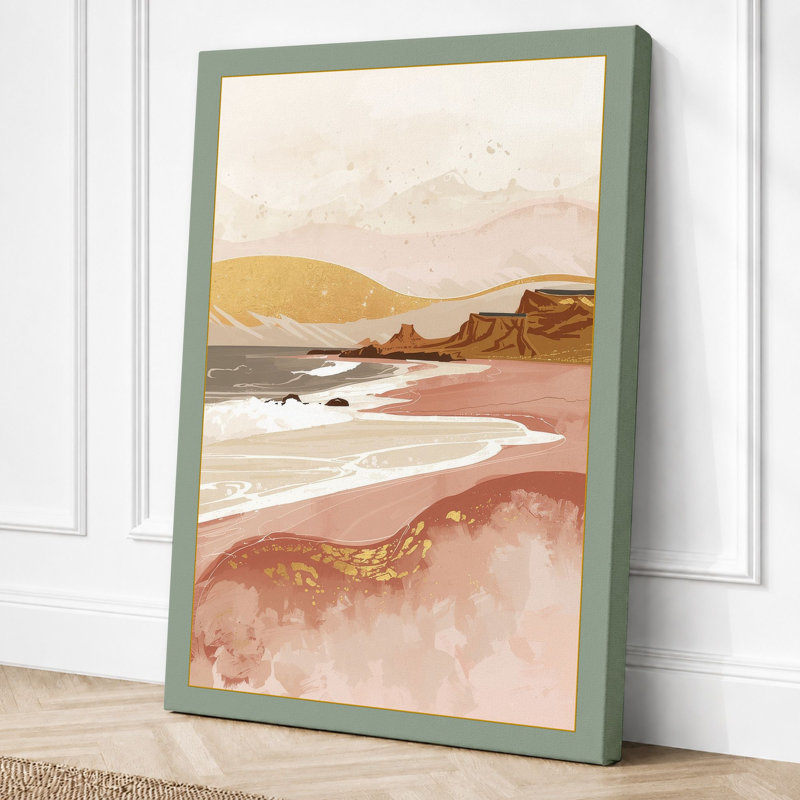 Dunes at Dusk Coastal - Wrapped Canvas, 18x12 - 45.7 x 30.5 cm, Sage Border
