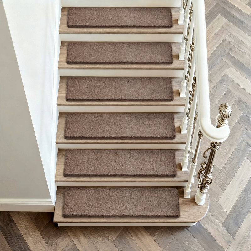 Housse pour tapis d'escalier moelleux 8 po x 30 po 12 pièces, Brun