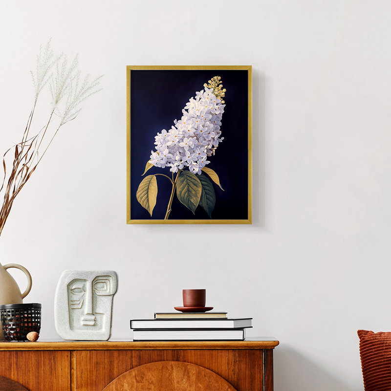 Série FLORAL CLxxxix - reproduction encadrée de qualité supérieure - prête à être accrochée - aucun clou requis, Or
