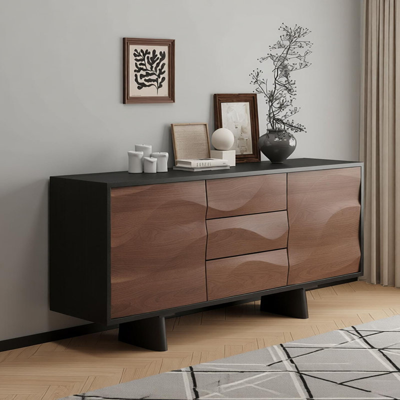 Buffet de rangement rétro multifonctionnel, H 33,46 po x l 70,86 po x P 17,71 po