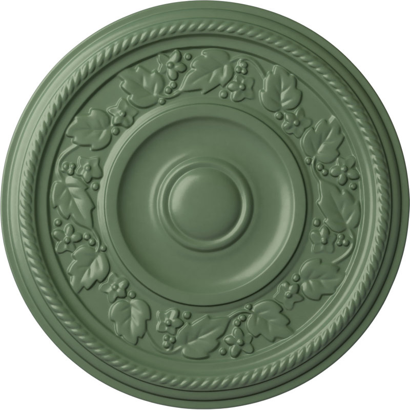 Endurathane Tyrone Ceiling Medallion, 16 1/8"OD x 3/4"P (Fits Canopies up to 6 3/4"), Hand-Painted Athenian Green Finish