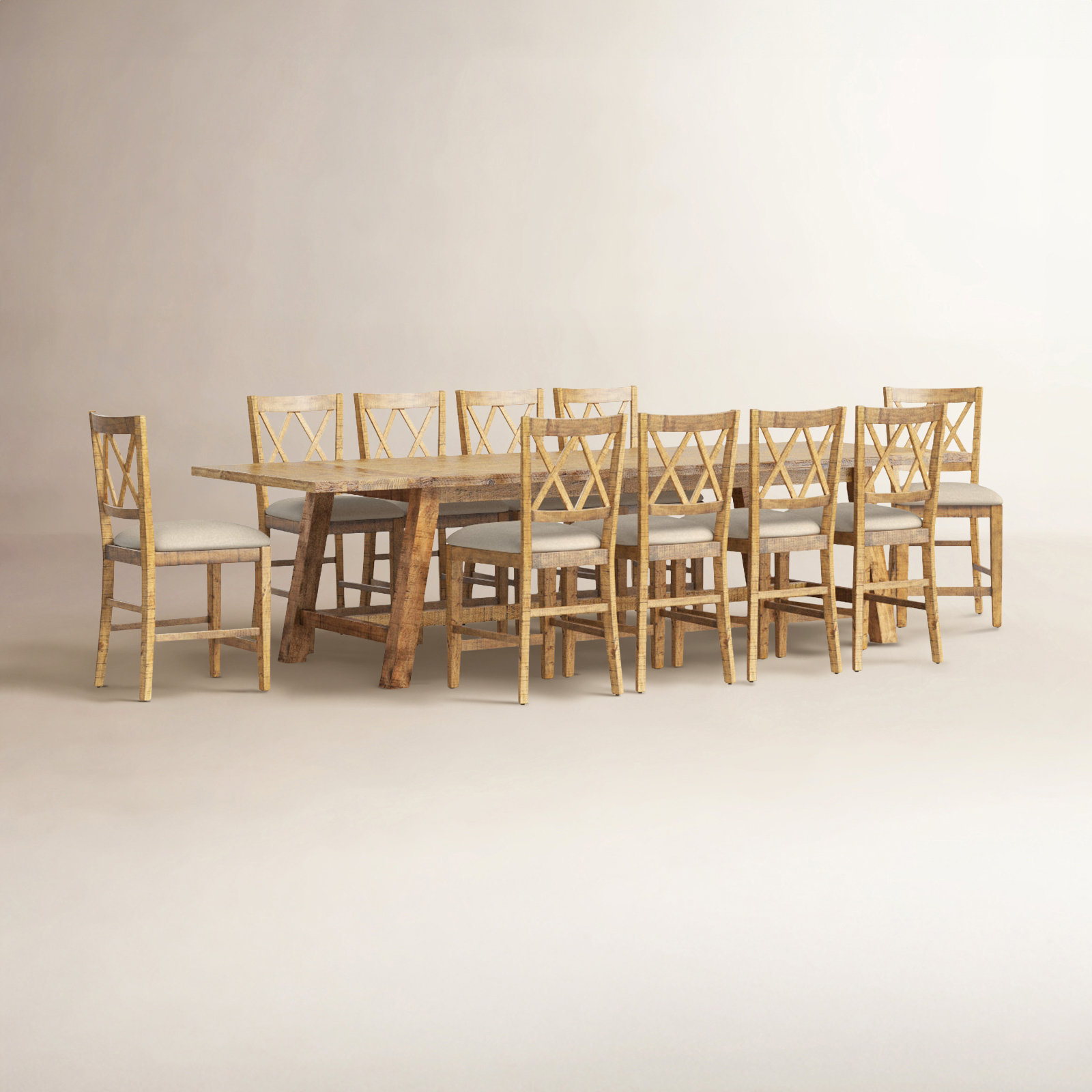 Maxine Dining Table Set with Removable Leaf, 11 Pieces: 1 Table, 10 Chairs