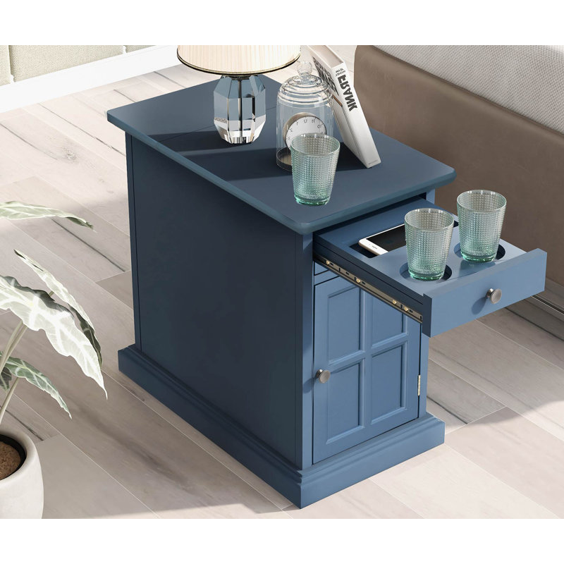 Camiesha 14'' W Solid Wood Nightstand, Blue