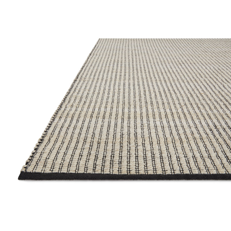 Handmade Black and Ivory Cotton Stripe Runner Rug