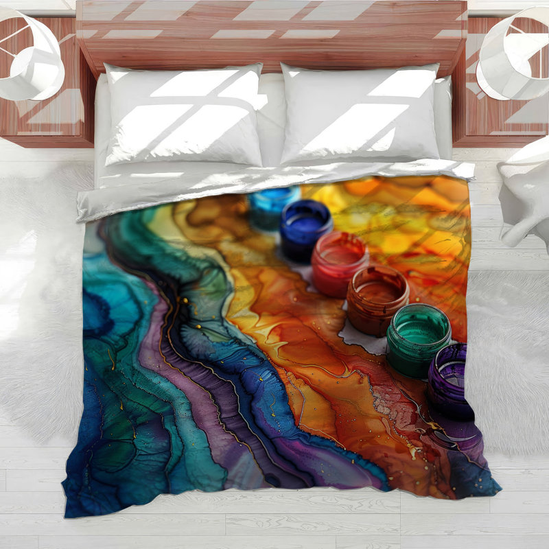 Paint Abstract Machine Printed Duvet Cover, King Duvet Cover