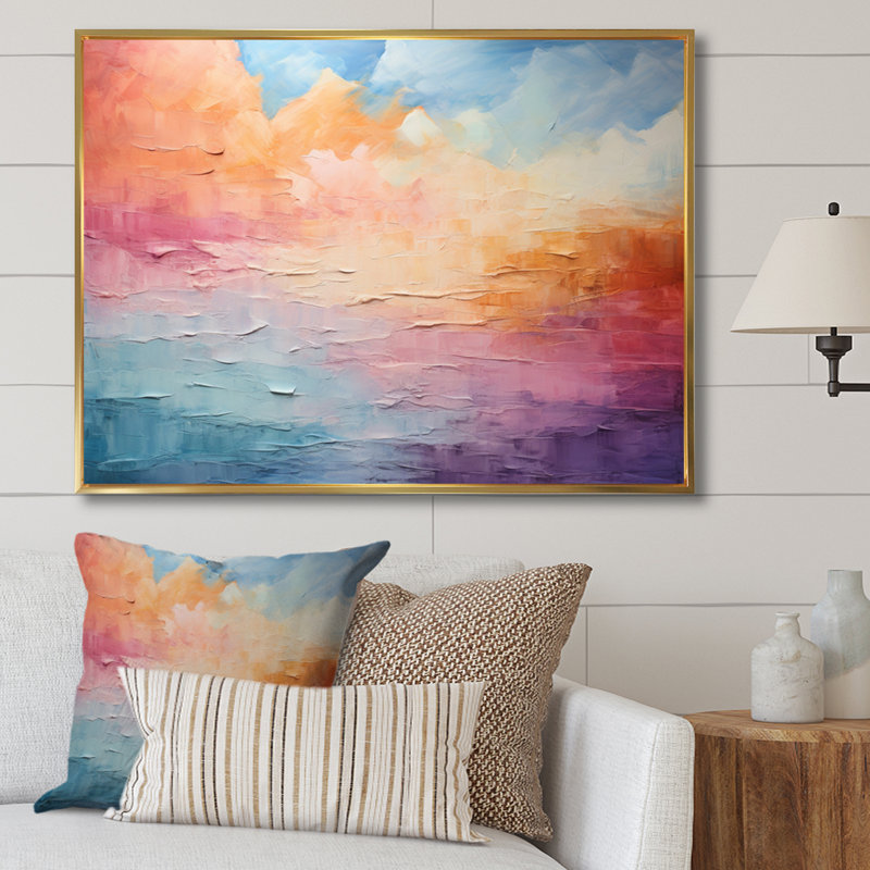 Jaiana Clouds Whispering Clouds Collage II sur toile, Cadre naturel flottant, H 34 po x l 44 po x P 1,5 po
