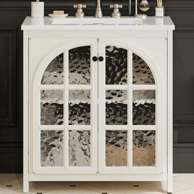 Meuble-lavabo 31 po avec lavabo en porcelaine et 2 portes à fermeture en douceur