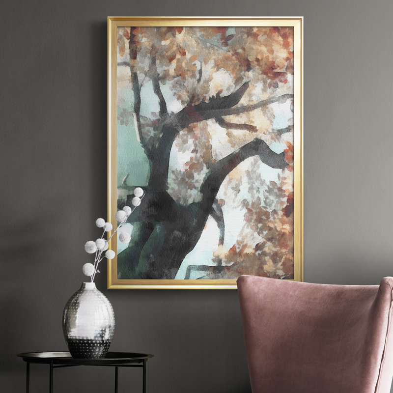 Fall Tree I - Peinture sur toile encadrée, Or, H 42,5 po x l 30,5 po x P 1 po