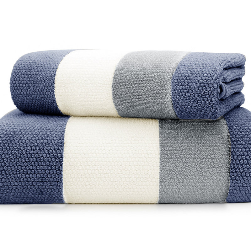 100% Cotton Stripe Towels, Navy, Hand Towel - Single