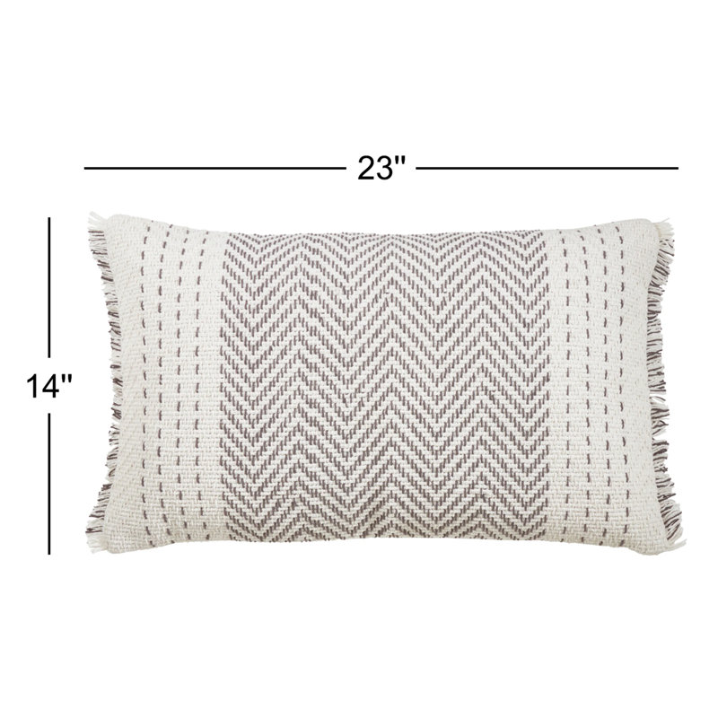 Housse et insert de coussin rectangulaire Carey, Polyester / Bourre en polyester, Gris / ivoire