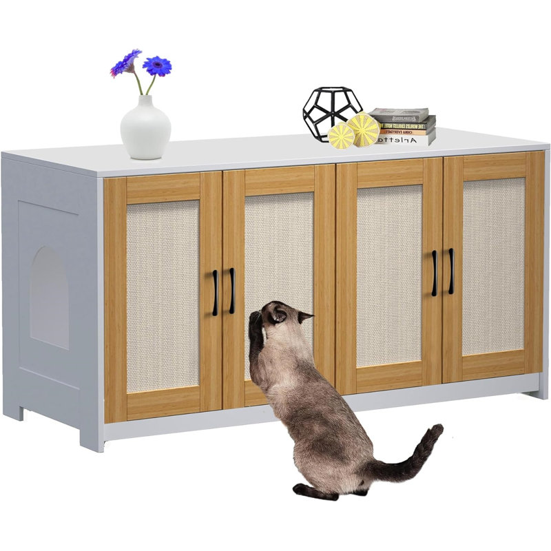 Enceinte de bac à litière pour chat, Blanc