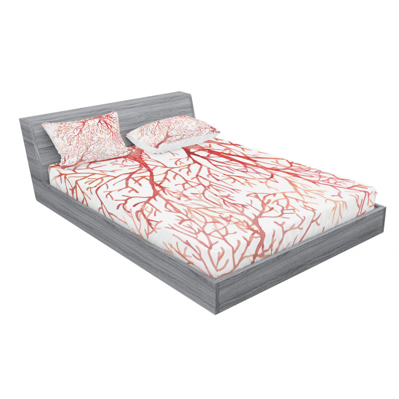 Microfiber Floral Sheet Set, Queen Sheet Set with Fitted Sheet