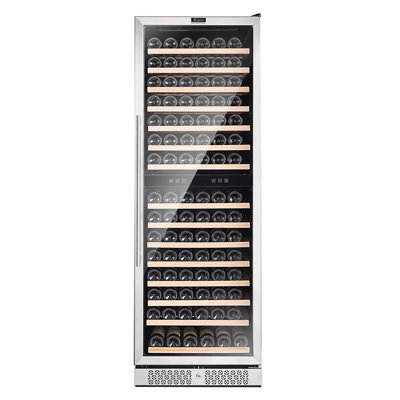 Empava 24" 160-Bottle Dual Zone Wine Cooler - Built-In or Freestanding, Quiet Compressor, Stainless Steel on Fridge.com