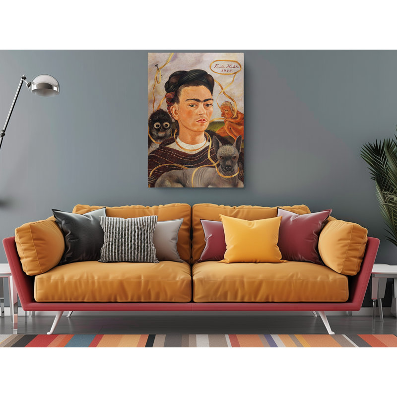 «Frida Kahlo Self Portrait with Monkeys», reproduction sur toile, H 30 po x l 20 po