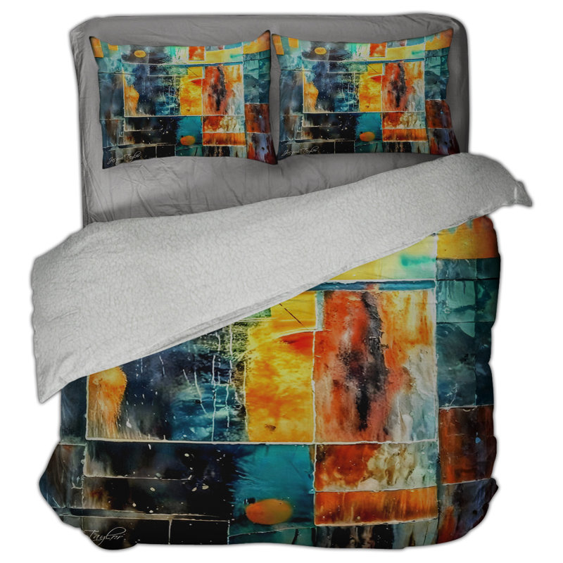 Harmony In Chaos Sherpa Comforter Set, Queen