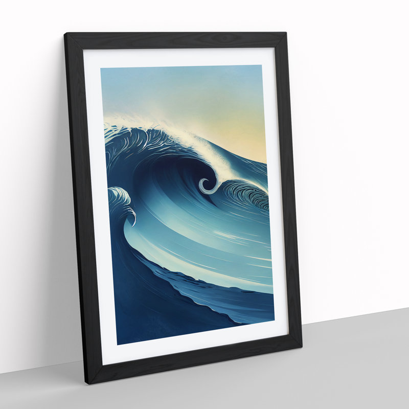 Ocean Wave At Sunrise No.1 - Single Picture Frame Print, 64cm H x 46cm W, Black