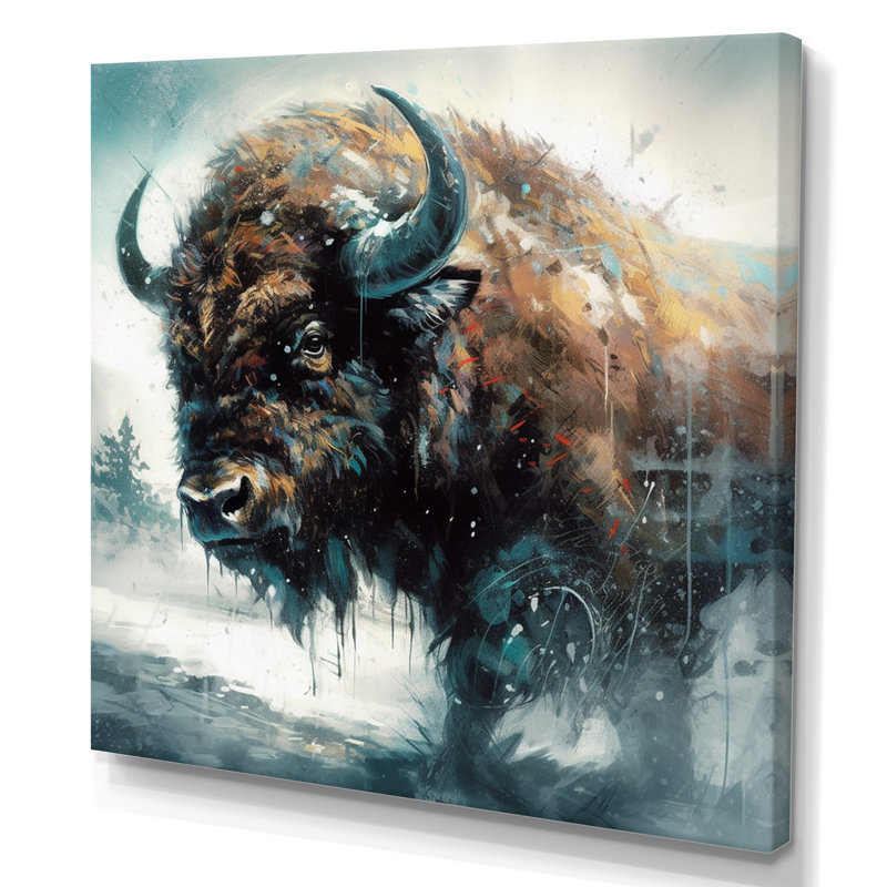 Portrait de bison dans la nature II sur toile, H 16 po x l 16 po x P 1 po, Toile tendue