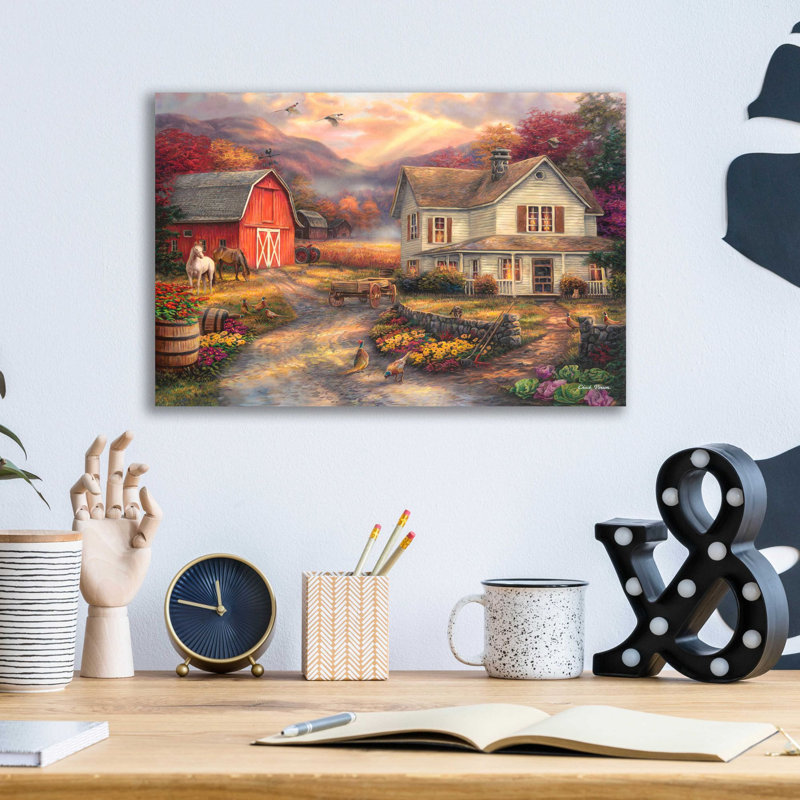 Relaxing On The Farm by Chuck Pinson - Unframed Painting, 12" H x 16" W x 0.13" D